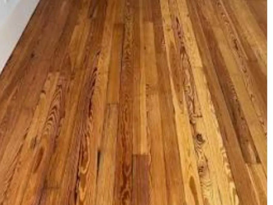 Close view of refinished heart pine grain