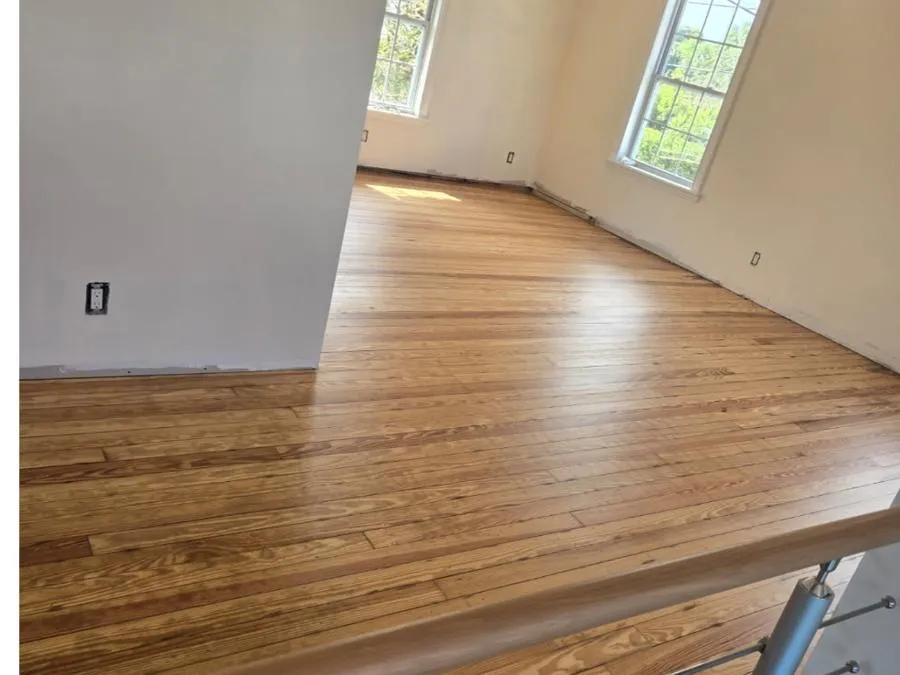 Heart pine floor refinished to a natural finish